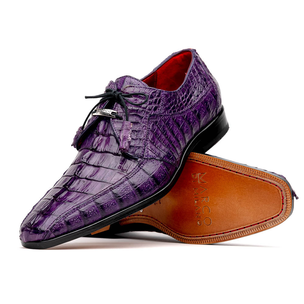 Cancun Genuine Caiman Crocodile Dress Derby's Shoes Purple