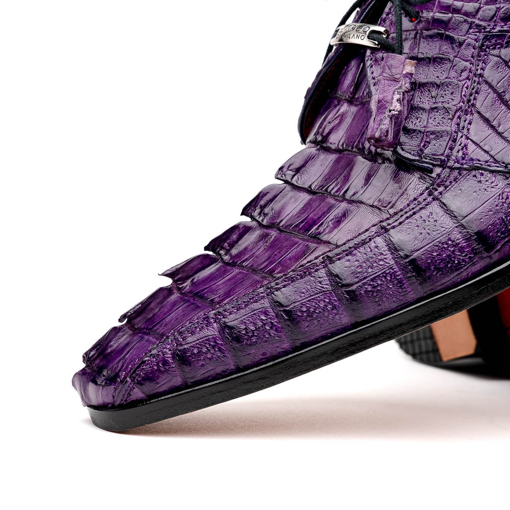 Cancun Genuine Caiman Crocodile Dress Derby's Shoes Purple