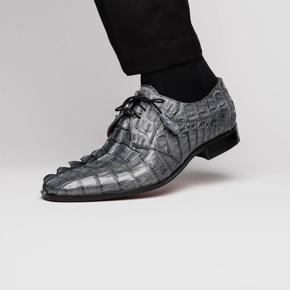 Cancun Genuine Caiman Crocodile Dress Derby's Shoes Gray