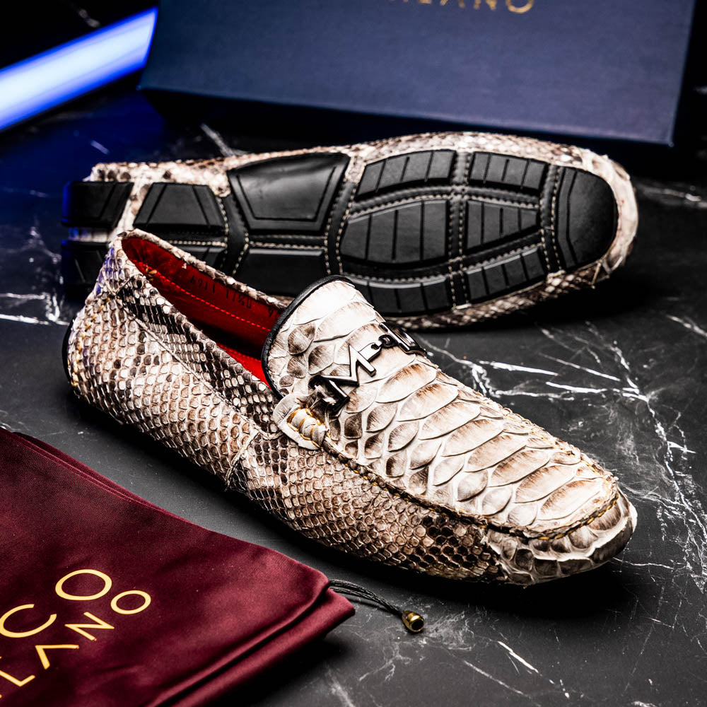 Capri Genuine Snake Exotic Driving Shoes Natural