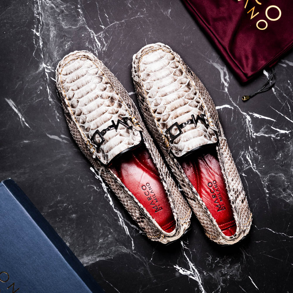 Capri Genuine Snake Exotic Driving Shoes Natural