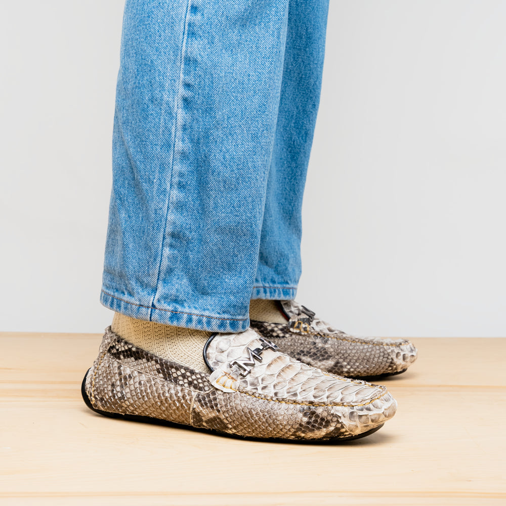 Capri Genuine Snake Exotic Driving Shoes Natural