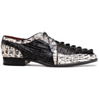 Caribe Genuine Hornback Caiman Crocodile Derby's Shoes Black / Newspaper