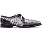 Caribe Genuine Hornback Caiman Crocodile Dress Shoes Newspaper / Black