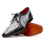Caribe Genuine Hornback Caiman Crocodile Dress Shoes Newspaper / Black