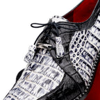 Caribe Genuine Hornback Caiman Crocodile Dress Shoes Newspaper / Black