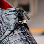 Caribe Genuine Hornbak Caiman Crocodile Dress Shoes Dark Gray