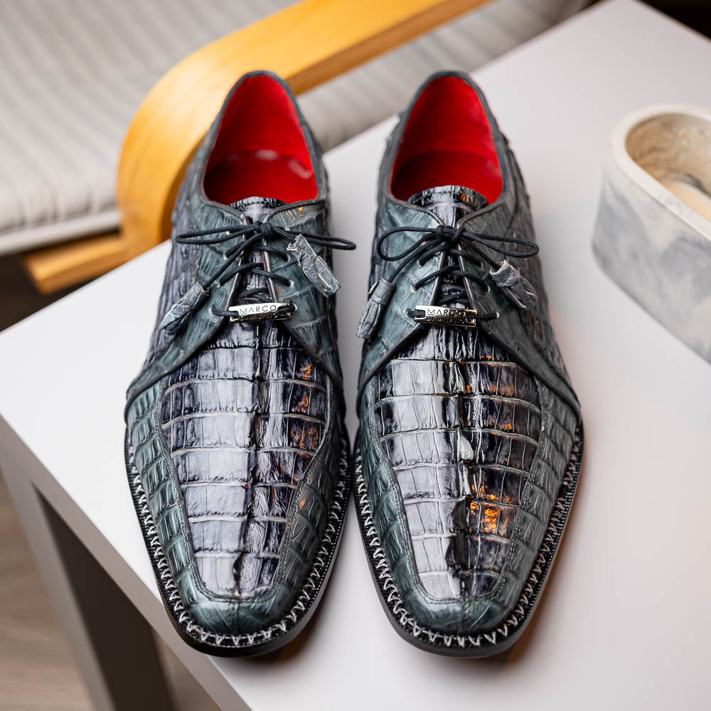 Caribe Genuine Hornbak Caiman Crocodile Dress Shoes Dark Gray