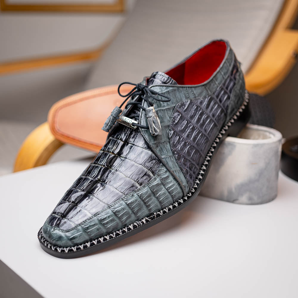 Caribe Genuine Hornbak Caiman Crocodile Dress Shoes Dark Gray