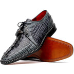 Caribe Genuine Hornbak Caiman Crocodile Dress Shoes Dark Gray