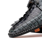 Caribe Genuine Hornbak Caiman Crocodile Dress Shoes Dark Gray