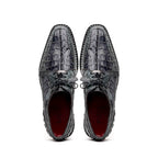 Caribe Genuine Hornbak Caiman Crocodile Dress Shoes Dark Gray