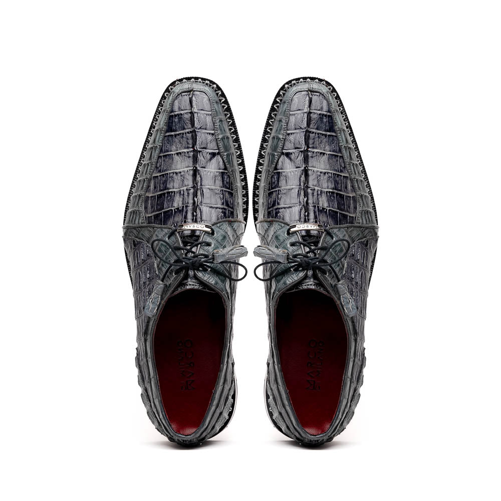 Caribe Genuine Hornbak Caiman Crocodile Dress Shoes Dark Gray