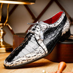 Caribe Genuine Hornback Caiman Crocodile Derby's Shoes Black / Newspaper