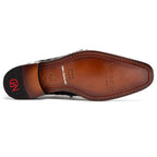 Caribe Genuine Hornback Caiman Crocodile Derby's Shoes Black / Newspaper