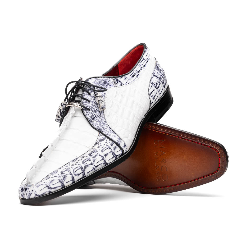 Marco Di Milano genuine hornback caiman crocodile Shoes Caribe White