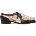 Caribe Rustic Caiman Crocodile Dress Derby's Shoes  White / Brown