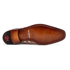 Caribe Rustic Caiman Crocodile Dress Derby's Shoes  White / Brown