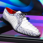 Marco Di Milano genuine hornback caiman crocodile Shoes Caribe White
