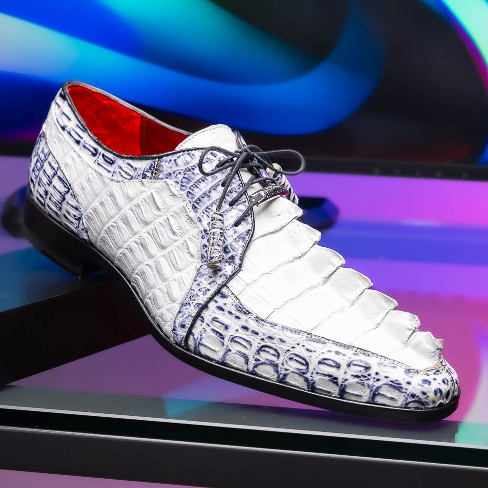 Marco Di Milano genuine hornback caiman crocodile Shoes Caribe White