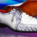 Marco Di Milano genuine hornback caiman crocodile Shoes Caribe White