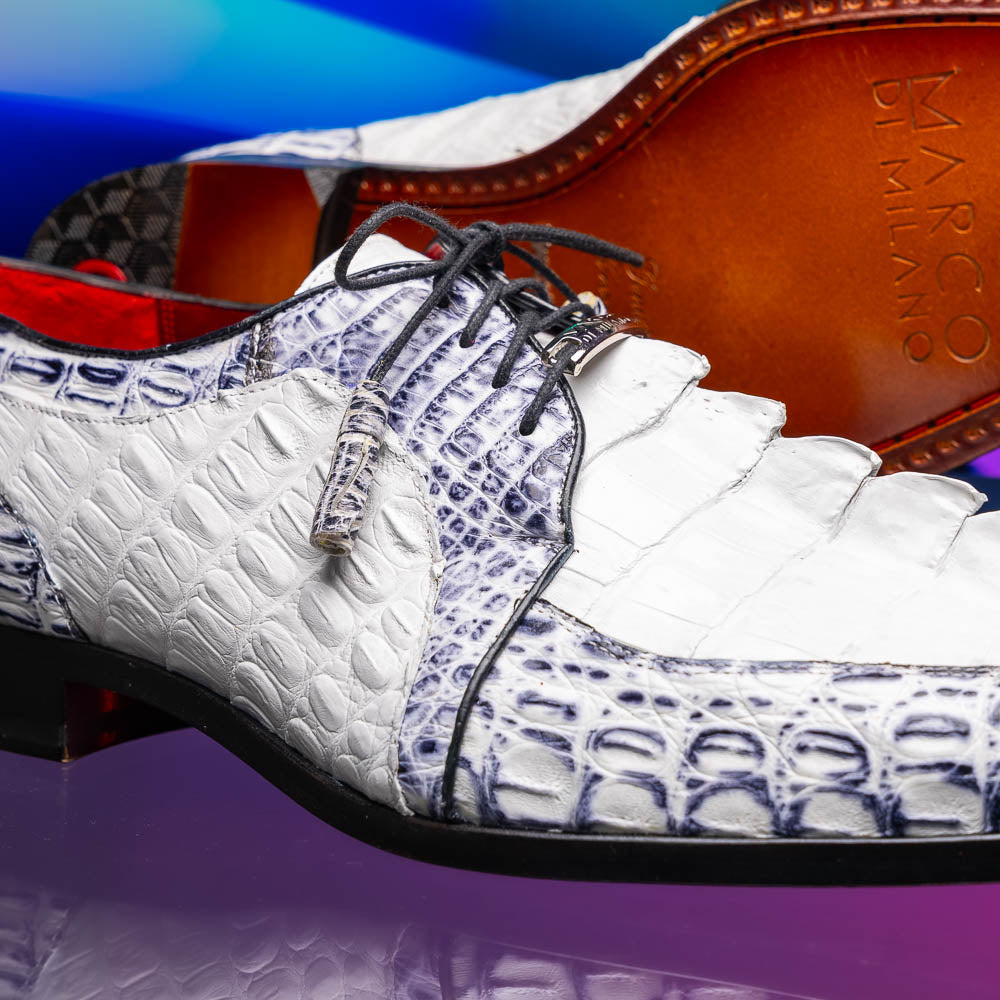 Marco Di Milano genuine hornback caiman crocodile Shoes Caribe White