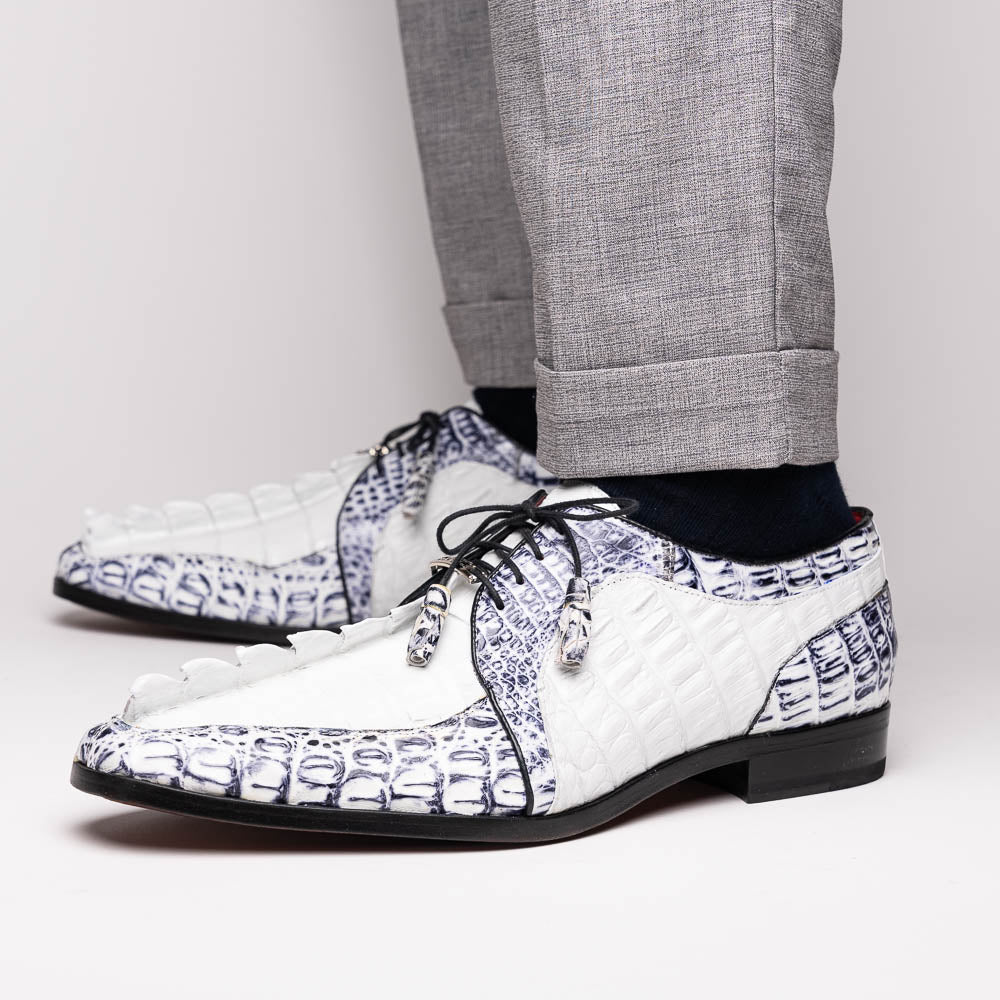 Marco Di Milano genuine hornback caiman crocodile Shoes Caribe White