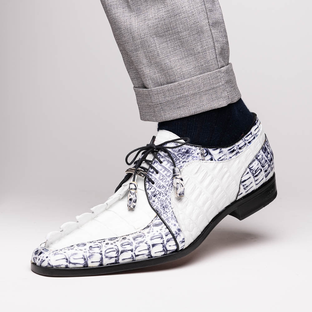 Marco Di Milano genuine hornback caiman crocodile Shoes Caribe White