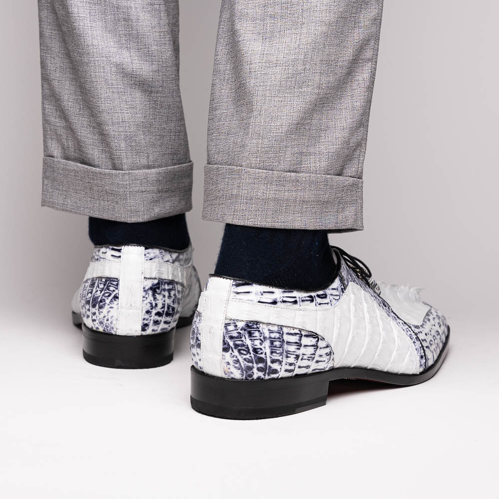 Marco Di Milano genuine hornback caiman crocodile Shoes Caribe White