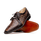 Caribe Rustic Genuine Caiman Crocodile Dress Shoes Derby Orix / Brown
