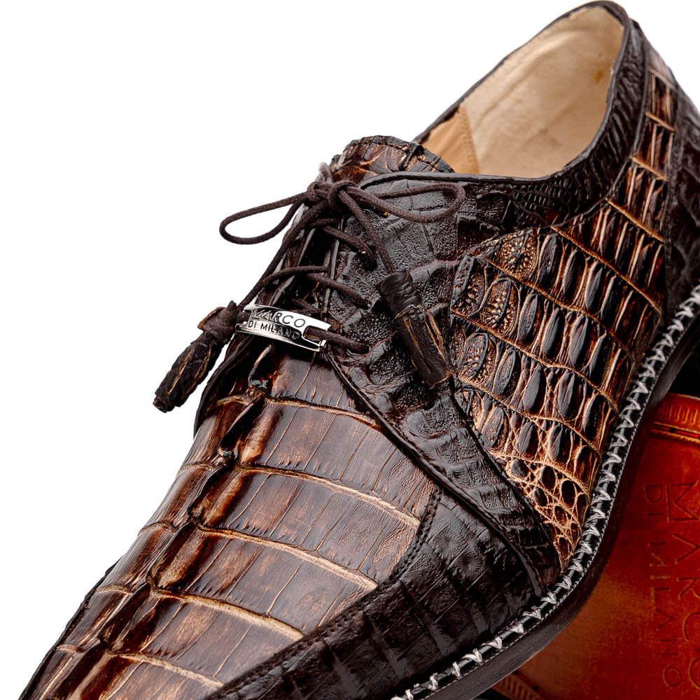 Caribe Rustic Genuine Caiman Crocodile Dress Shoes Derby Orix / Brown