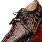 Caribe Rustic Genuine Caiman Crocodile Dress Shoes Derby Orix / Brown