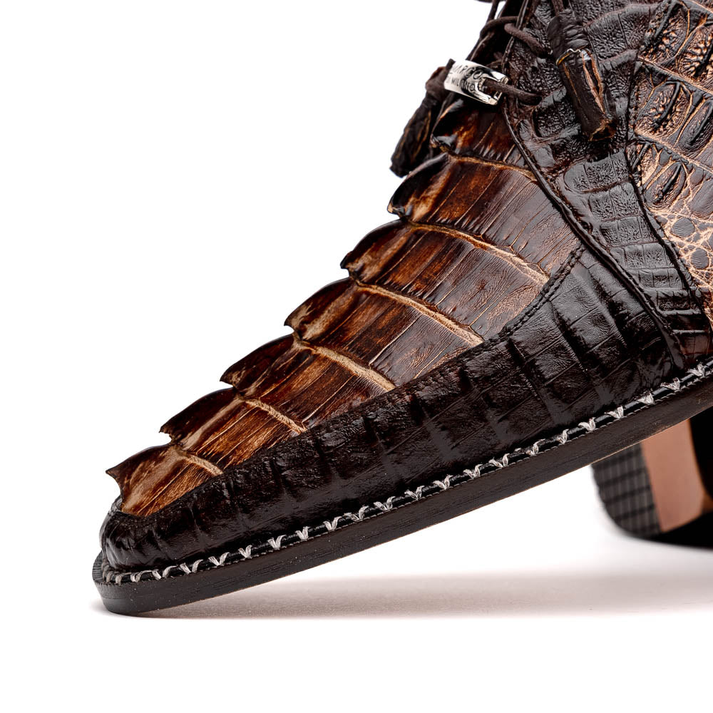 Caribe Rustic Genuine Caiman Crocodile Dress Shoes Derby Orix / Brown