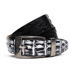 Caribe Genuine Exotic Caiman Fuscus Belly Belt Newspaper / Black
