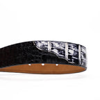 Caribe Genuine Exotic Caiman Fuscus Belly Belt Newspaper / Black