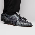 Caribe Genuine Hornbak Caiman Crocodile Dress Shoes Dark Gray