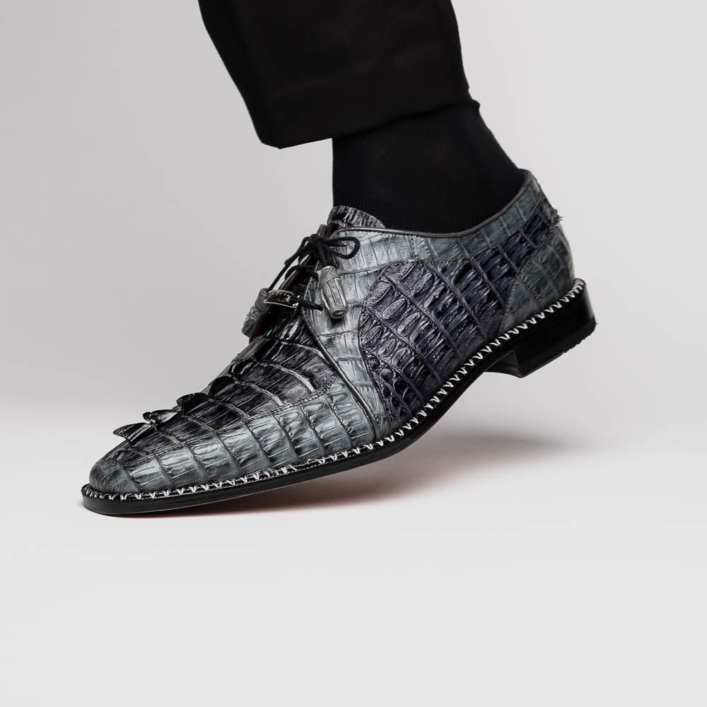 Caribe Genuine Hornbak Caiman Crocodile Dress Shoes Dark Gray