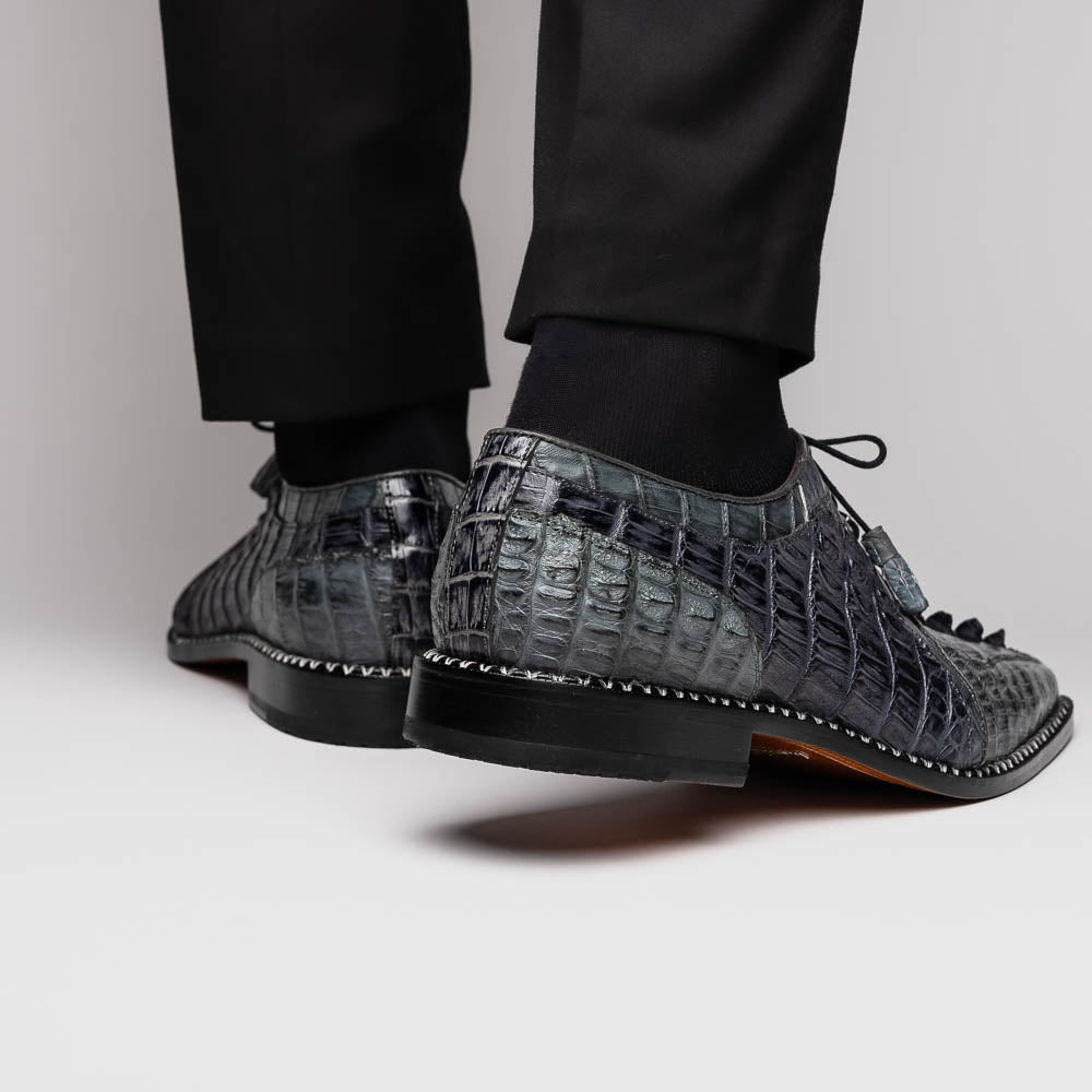 Caribe Genuine Hornbak Caiman Crocodile Dress Shoes Dark Gray