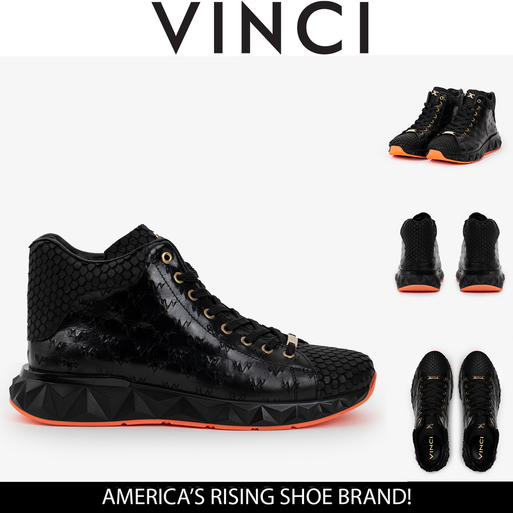Vinci The Caesars Black Leather High-Top Men Sneaker