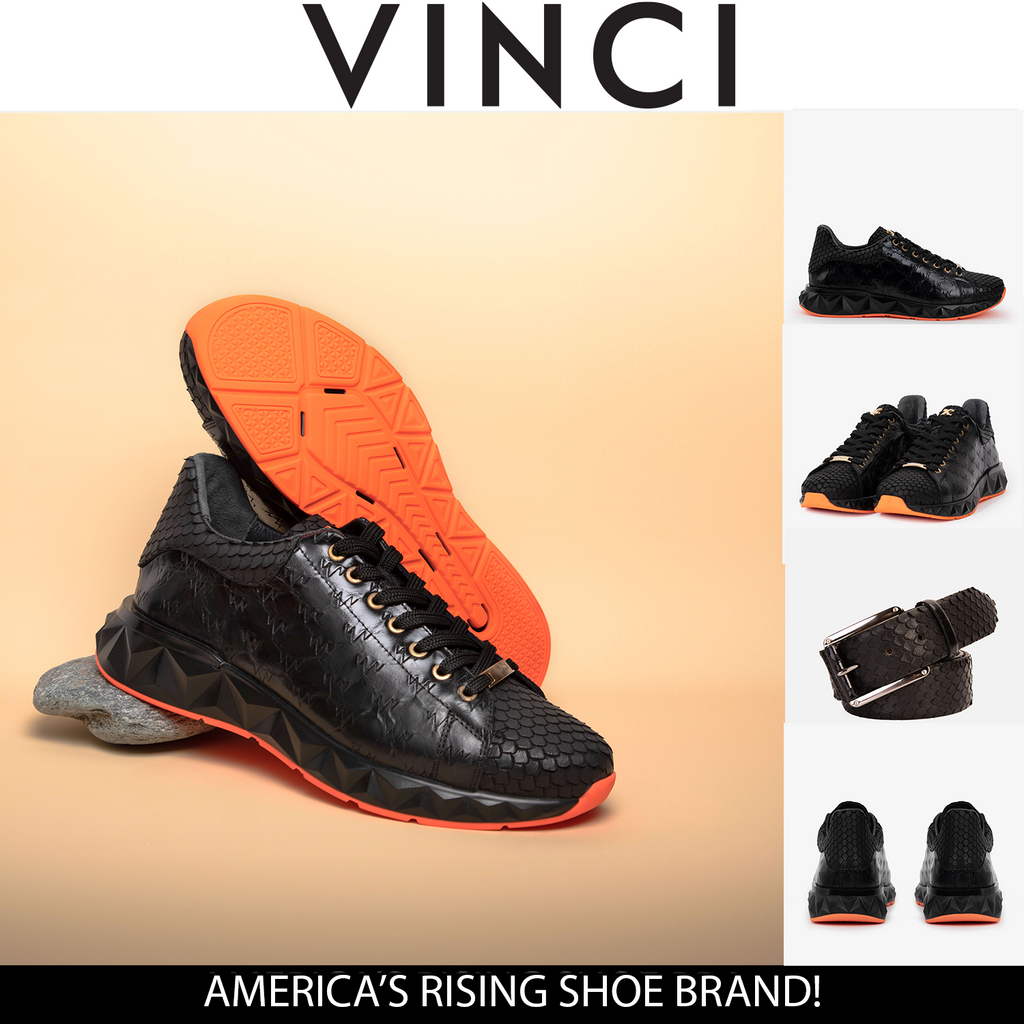 Vinci The Caesars Black Leather  Men Sneaker