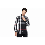 Men's Sports Shirt Clavi By Moderno Checker Plaid Long Sleeves CJLS-104 Black