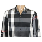 Men's Sports Shirt Clavi By Moderno Checker Plaid Long Sleeves CJLS-104 Black