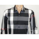 Men's Sports Shirt Clavi By Moderno Checker Plaid Long Sleeves CJLS-104 Black