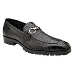 Belvedere Corso Men's Shoes Black Caiman Ostrich Loafer R101