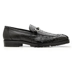Belvedere Corso Men's Shoes Black Caiman Ostrich Loafer R101
