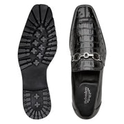 Belvedere Corso Men's Shoes Black Caiman Ostrich Loafer R101