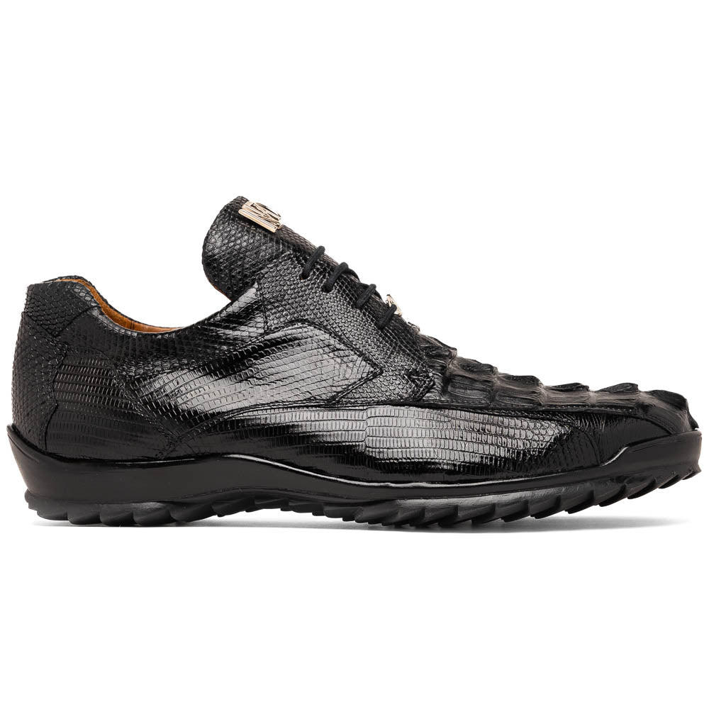 Genuine caiman hornback and original lizard skin Sneaker Shoes Crater Black
