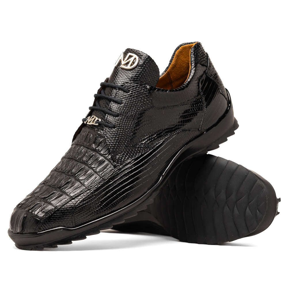 Genuine caiman hornback and original lizard skin Sneaker Shoes Crater Black
