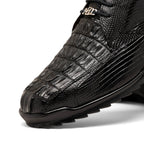 Genuine caiman hornback and original lizard skin Sneaker Shoes Crater Black
