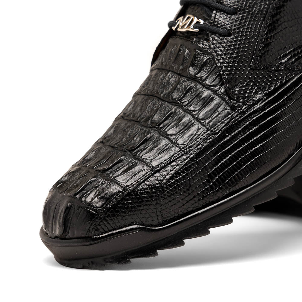 Genuine caiman hornback and original lizard skin Sneaker Shoes Crater Black